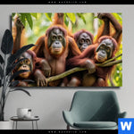 Leinwandbild Orang Utan Familie Im Regenwald Querformat Produktvorschau mit dem Bild Orang Utan Familie im Regenwald im Format Querformat.