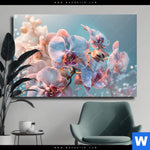 Leinwandbild Orchideenblueten In Pastell Querformat Produktvorschau mit dem Bild Orchideenblüten in Pastell im Format Querformat.