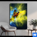 Leinwandbild Papagei Farbexplosion Hochformat Produktvorschau mit dem Bild Papagei - Farbexplosion im Format Hochformat.