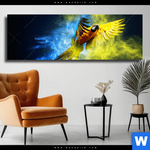 Leinwandbild Papagei Farbexplosion Panorama Produktvorschau mit dem Bild Papagei - Farbexplosion im Format Panorama.