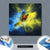 Leinwandbild Papagei Farbexplosion Quadrat Materialbild