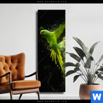 Leinwandbild Papagei Gruene Farbexplosion Schmal Produktvorschau mit dem Bild Papagei - grüne Farbexplosion im Format Schmal.