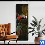 Leinwandbild Papagei Im Flug Schmal Produktvorschau mit dem Bild Papagei im Flug im Format Schmal.