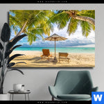Leinwandbild Paradies Unter Palmen Querformat Produktvorschau mit dem Bild Paradies unter Palmen im Format Querformat.