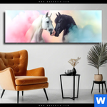 Leinwandbild Pferdeliebe In Pastellfarben Panorama Produktvorschau mit dem Bild Pferdeliebe in Pastellfarben im Format Panorama.