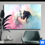 Leinwandbild Pferdeliebe In Pastellfarben Querformat Produktvorschau mit dem Bild Pferdeliebe in Pastellfarben im Format Querformat.