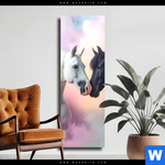 Leinwandbild Pferdeliebe In Pastellfarben Schmal Produktvorschau mit dem Bild Pferdeliebe in Pastellfarben im Format Schmal.