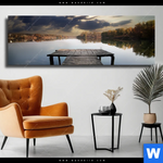 Leinwandbild Pier Am Fluss Panorama Produktvorschau mit dem Bild Pier am Fluss im Format Panorama.