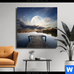 Leinwandbild Pier Am Fluss Quadrat Produktvorschau mit dem Bild Pier am Fluss im Format Quadrat.