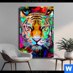Leinwandbild Pop Art Tiger No 2 Hochformat Produktvorschau mit dem Bild Pop Art Tiger No. 2 im Format Hochformat.