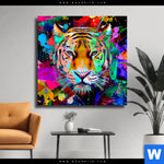 Leinwandbild Pop Art Tiger No 2 Quadrat Produktvorschau mit dem Bild Pop Art Tiger No. 2 im Format Quadrat.