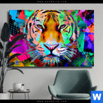 Leinwandbild Pop Art Tiger No 2 Querformat Produktvorschau mit dem Bild Pop Art Tiger No. 2 im Format Querformat.