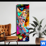 Leinwandbild Pop Art Tiger No 2 Schmal Produktvorschau mit dem Bild Pop Art Tiger No. 2 im Format Schmal.