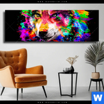 Leinwandbild Pop Art Wolf Panorama Produktvorschau mit dem Bild Pop Art Wolf im Format Panorama.