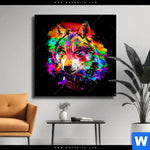 Leinwandbild Pop Art Wolf Quadrat Produktvorschau mit dem Bild Pop Art Wolf im Format Quadrat.