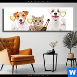 Leinwandbild Prost Tierische Party Panorama Produktvorschau mit dem Bild Prost - tierische Party im Format Panorama.