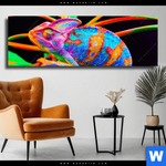 Leinwandbild Regenbogen Chamaeleon No 2 Panorama Produktvorschau mit dem Bild Regenbogen Chamäleon No.2 im Format Panorama.