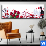 Leinwandbild Romantik Mit Rotwein Panorama Produktvorschau mit dem Bild Romantik mit Rotwein im Format Panorama.