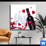 Leinwandbild Romantik Mit Rotwein Quadrat Produktvorschau mit dem Bild Romantik mit Rotwein im Format Quadrat.
