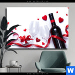Leinwandbild Romantik Mit Rotwein Querformat Produktvorschau mit dem Bild Romantik mit Rotwein im Format Querformat.