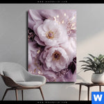 Leinwandbild Romantische Pfingstrosen Hochformat Produktvorschau mit dem Bild Romantische Pfingstrosen im Format Hochformat.