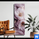 Leinwandbild Romantische Pfingstrosen Schmal Produktvorschau mit dem Bild Romantische Pfingstrosen im Format Schmal.