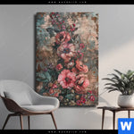 Leinwandbild Romantische Vintageblumen Hochformat Produktvorschau mit dem Bild Romantische Vintageblumen im Format Hochformat.