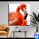 Leinwandbild Rosa Flamingo Quadrat Produktvorschau mit dem Bild Rosa Flamingo im Format Quadrat.
