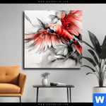 Leinwandbild Roter Papagei Im Flug Quadrat Produktvorschau mit dem Bild Roter Papagei im Flug im Format Quadrat.