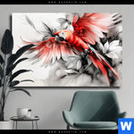 Leinwandbild Roter Papagei Im Flug Querformat Produktvorschau mit dem Bild Roter Papagei im Flug im Format Querformat.