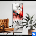 Leinwandbild Roter Papagei Im Flug Schmal Produktvorschau mit dem Bild Roter Papagei im Flug im Format Schmal.