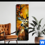 Leinwandbild Rothirsch Im Herbstwald Schmal Produktvorschau mit dem Bild Rothirsch im Herbstwald im Format Schmal.