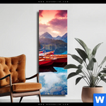 Leinwandbild Ruhiger Bergsee Schmal Produktvorschau mit dem Bild Ruhiger Bergsee im Format Schmal.