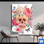 Leinwandbild Schaedel Im Boho Stil Hochformat Produktvorschau mit dem Bild Schädel im Boho Stil im Format Hochformat.