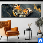 Leinwandbild Schmetterling Auf Marmor Panorama Produktvorschau mit dem Bild Schmetterling auf Marmor im Format Panorama.