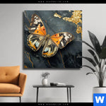 Leinwandbild Schmetterling Auf Marmor Quadrat Produktvorschau mit dem Bild Schmetterling auf Marmor im Format Quadrat.
