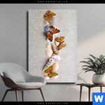 Leinwandbild Schmetterlinge Muscheln Im Sand Hochformat Produktvorschau mit dem Bild Schmetterlinge & Muscheln im Sand im Format Hochformat.