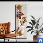 Leinwandbild Schmetterlinge Muscheln Im Sand Schmal Produktvorschau mit dem Bild Schmetterlinge & Muscheln im Sand im Format Schmal.