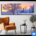 Leinwandbild Schoene Winterlandschaft Panorama Produktvorschau mit dem Bild Schöne Winterlandschaft im Format Panorama.