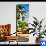 Leinwandbild Schoener Strand Mit Palmen Schmal Produktvorschau mit dem Bild Schöner Strand mit Palmen im Format Schmal.