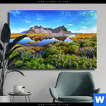 Leinwandbild Schoener Tag In Island Querformat Produktvorschau mit dem Bild Schöner Tag in Island im Format Querformat.