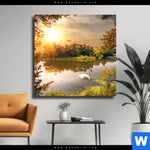 Leinwandbild Schwan Im Teich Quadrat Produktvorschau mit dem Bild Schwan im Teich im Format Quadrat.