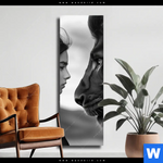 Leinwandbild Seelenblick Loewe Frau Schmal Produktvorschau mit dem Bild Seelenblick - Löwe & Frau im Format Schmal.