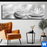 Leinwandbild Silberne Zen Harmonie Panorama Produktvorschau mit dem Bild Silberne Zen Harmonie im Format Panorama.
