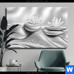 Leinwandbild Silberne Zen Harmonie Querformat Produktvorschau mit dem Bild Silberne Zen Harmonie im Format Querformat.