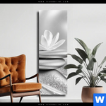 Leinwandbild Silberne Zen Harmonie Schmal Produktvorschau mit dem Bild Silberne Zen Harmonie im Format Schmal.