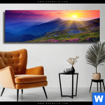 Leinwandbild Sommerberg Im Sonnenuntergang Panorama Produktvorschau mit dem Bild Sommerberg im Sonnenuntergang im Format Panorama.