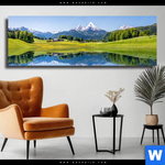 Leinwandbild Sommerlandschaft In Den Alpen Panorama Produktvorschau mit dem Bild Sommerlandschaft in den Alpen im Format Panorama.