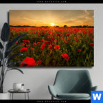 Leinwandbild Sommerlandschaft Mit Rotem Mohn Querformat Produktvorschau mit dem Bild Sommerlandschaft mit rotem Mohn im Format Querformat.