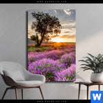 Leinwandbild Sonnenaufgang Im Lavendelfeld Hochformat Produktvorschau mit dem Bild Sonnenaufgang im Lavendelfeld im Format Hochformat.